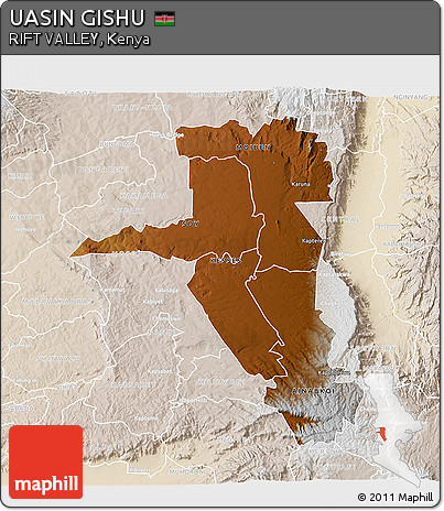 Physical 3D Map of UASIN GISHU, lighten