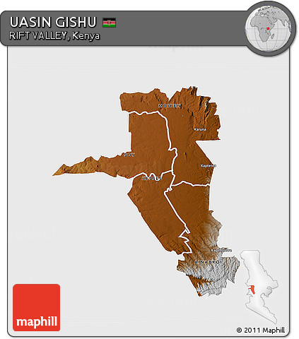 Physical 3D Map of UASIN GISHU, single color outside