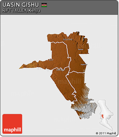 Physical 3D Map of UASIN GISHU, single color outside