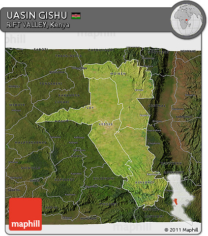 Satellite 3D Map of UASIN GISHU, darken