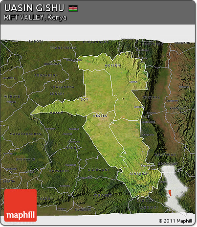 Satellite 3D Map of UASIN GISHU, darken