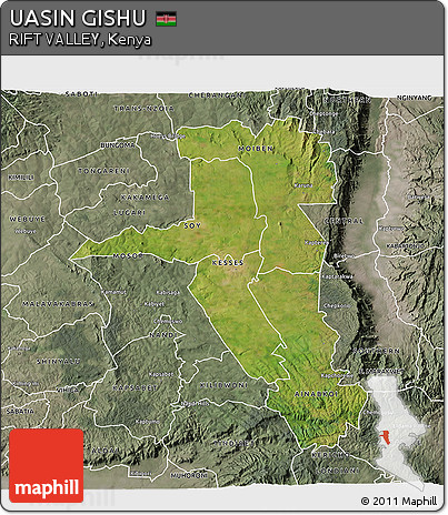 Satellite 3D Map of UASIN GISHU, semi-desaturated