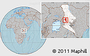 Gray Location Map of UASIN GISHU, highlighted parent region, hill shading