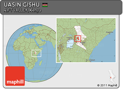 Savanna Style Location Map of UASIN GISHU, highlighted parent region, within the entire country