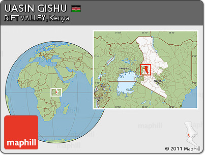 Savanna Style Location Map of UASIN GISHU, highlighted parent region