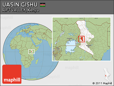 Savanna Style Location Map of UASIN GISHU, highlighted parent region