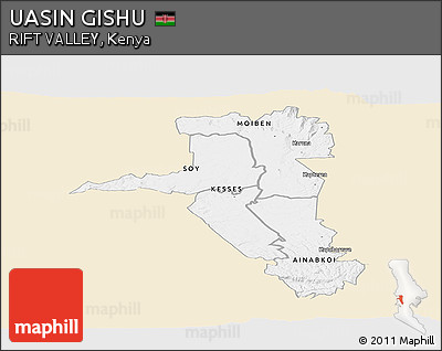 Classic Style Panoramic Map of UASIN GISHU, single color outside