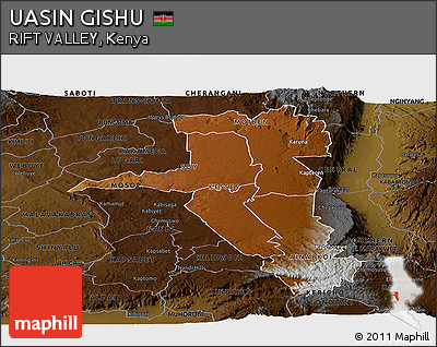 Physical Panoramic Map of UASIN GISHU, darken