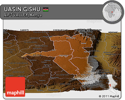Physical Panoramic Map of UASIN GISHU, darken