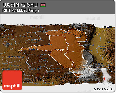 Physical Panoramic Map of UASIN GISHU, darken