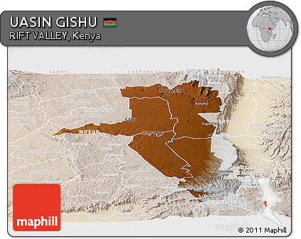 Physical Panoramic Map of UASIN GISHU, lighten