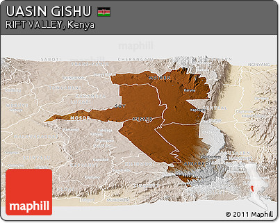 Physical Panoramic Map of UASIN GISHU, lighten