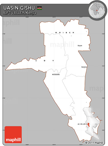 Gray Simple Map of UASIN GISHU, cropped outside