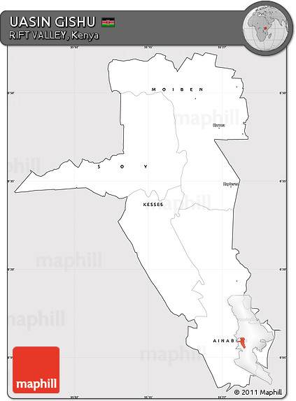Silver Style Simple Map of UASIN GISHU, cropped outside
