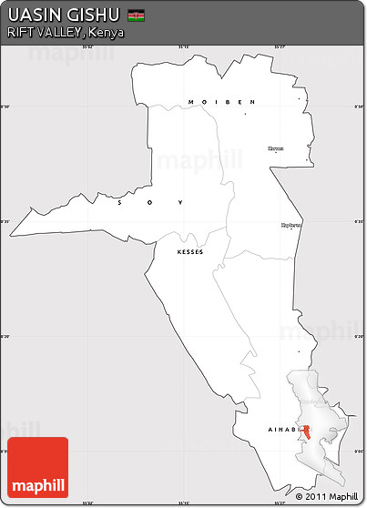 Silver Style Simple Map of UASIN GISHU, cropped outside