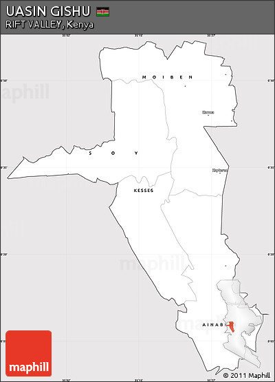 Silver Style Simple Map of UASIN GISHU, cropped outside