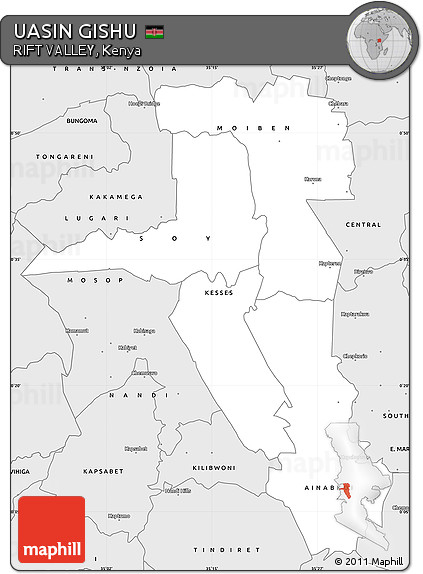 Silver Style Simple Map of UASIN GISHU