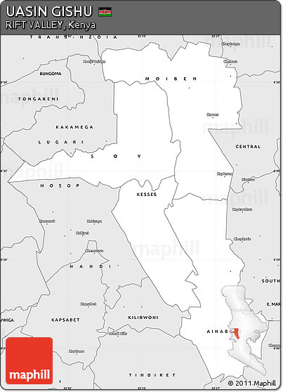Silver Style Simple Map of UASIN GISHU
