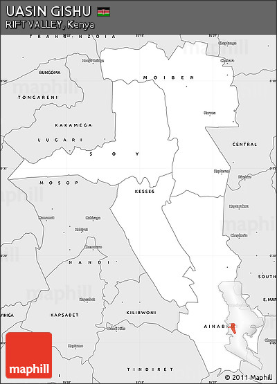 Silver Style Simple Map of UASIN GISHU