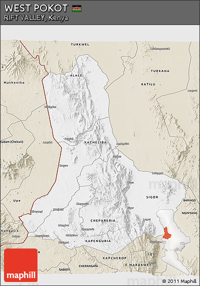 Classic Style 3D Map of WEST POKOT