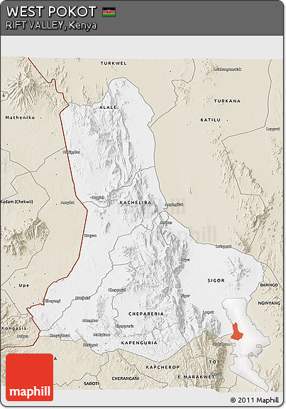 Classic Style 3D Map of WEST POKOT