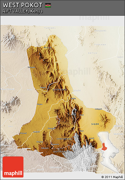 Physical 3D Map of WEST POKOT, lighten