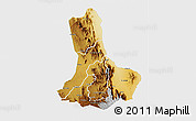 Physical 3D Map of WEST POKOT, single color outside