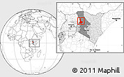 Blank Location Map of WEST POKOT, highlighted country, highlighted parent region, within the entire country