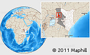 Shaded Relief Location Map of WEST POKOT, highlighted country, highlighted parent region, within the entire country
