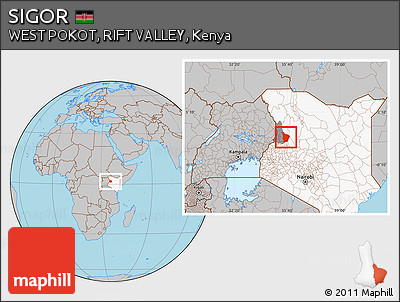 Gray Location Map of SIGOR, highlighted country, highlighted parent region