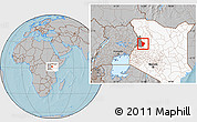 Gray Location Map of SIGOR, highlighted country, highlighted parent region, hill shading