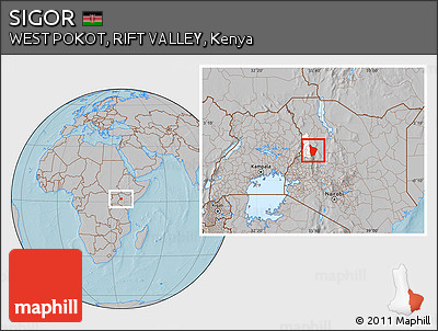 Gray Location Map of SIGOR, highlighted parent region, hill shading