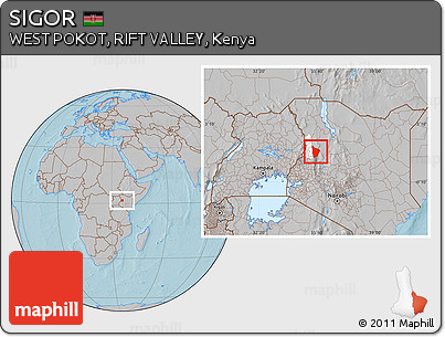 Gray Location Map of SIGOR, highlighted parent region, hill shading
