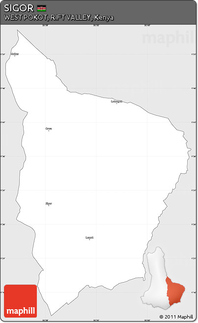 Silver Style Simple Map of SIGOR, single color outside