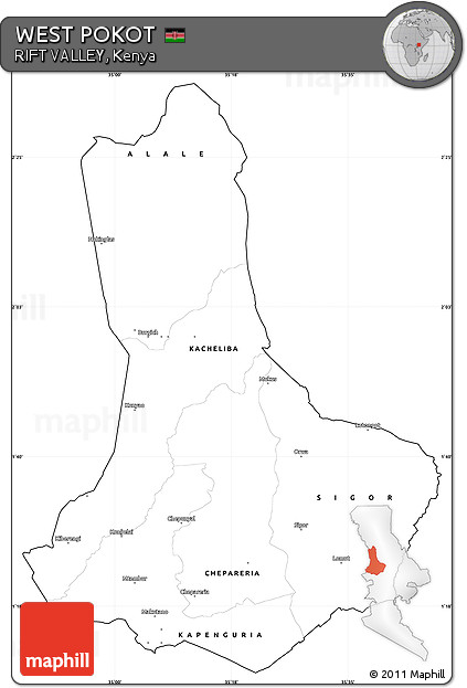 Blank Simple Map of WEST POKOT, cropped outside