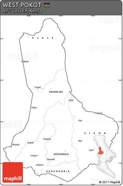 Blank Simple Map of WEST POKOT, cropped outside