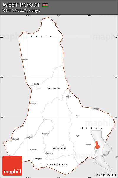 Classic Style Simple Map of WEST POKOT, cropped outside