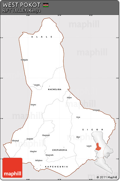 Classic Style Simple Map of WEST POKOT, cropped outside