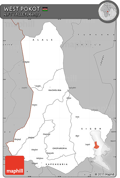 Gray Simple Map of WEST POKOT