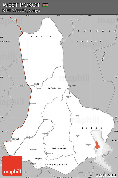 Gray Simple Map of WEST POKOT