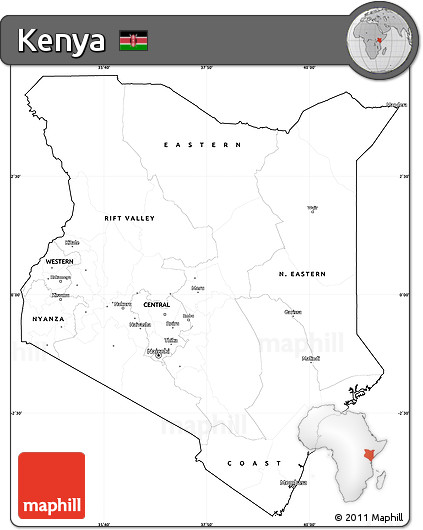 Blank Simple Map of Kenya, cropped outside