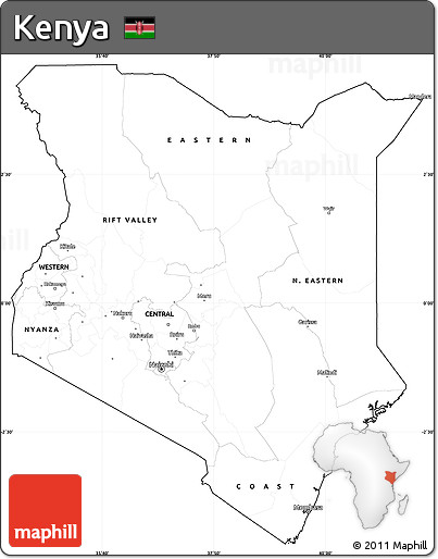Blank Simple Map of Kenya, cropped outside