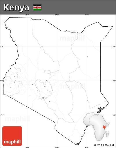 Blank Simple Map of Kenya, cropped outside, no labels