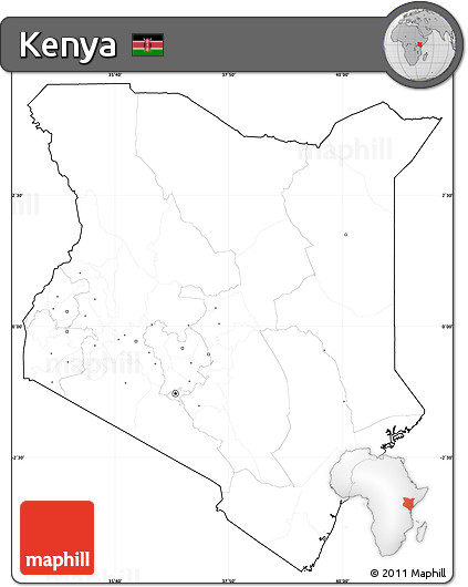 Blank Simple Map of Kenya, cropped outside, no labels