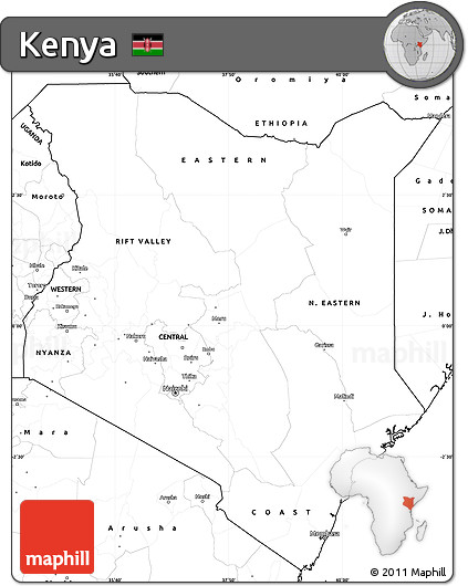Blank Simple Map of Kenya