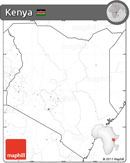 Blank Simple Map of Kenya, no labels