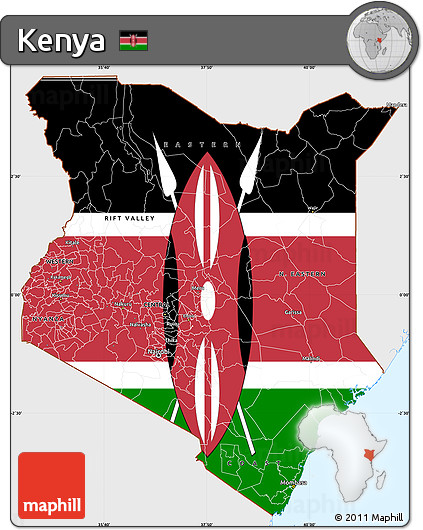 Flag Simple Map of Kenya, single color outside