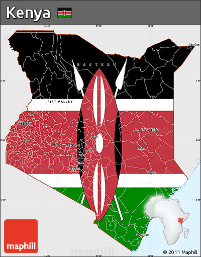Flag Simple Map of Kenya, single color outside