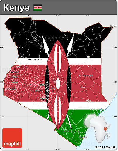 Flag Simple Map of Kenya, single color outside