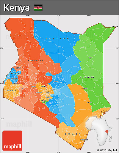 Political Simple Map of Kenya, cropped outside
